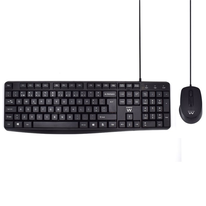 Ewent EW3007 clavier Souris incluse Bureau USB QWERTY Portuguais Noir