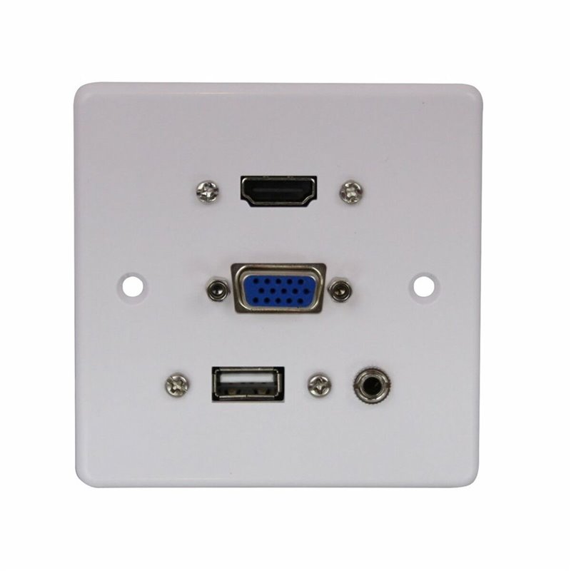 Image secondaire de Lindy 60220 prise de courant HDMI + VGA + USB A + 3.5mm Blanc