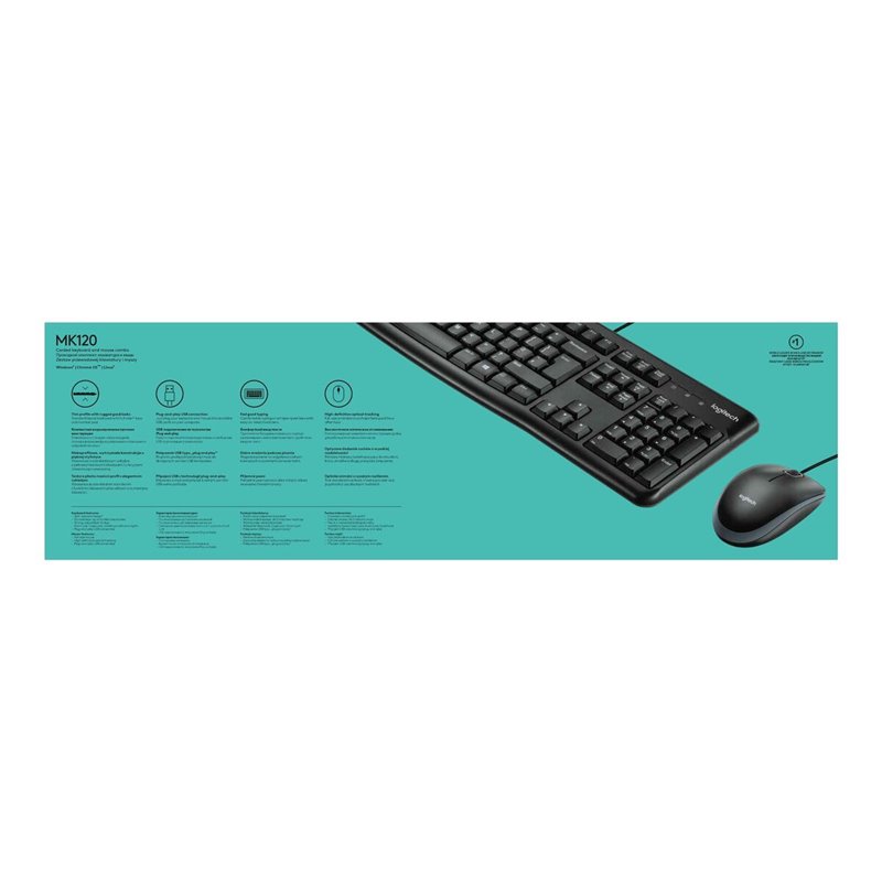 Image secondaire de Logitech Desktop MK120 clavier Souris incluse USB QWERTY Portuguais Noir