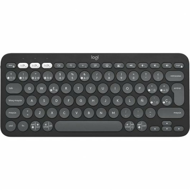 Logitech Pebble Keys 2 K380s clavier RF sans fil + Bluetooth QWERTY Espagnole Graphite