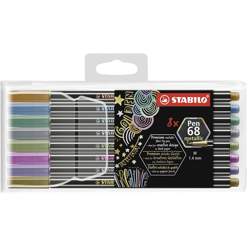 STABILO Pen 68 metallic stylo-feutre Moyen Cuivre, Or, Bleu métal, Vert métal, Rose métallique, Violet métallisé, Argent