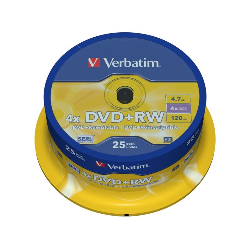 Verbatim DVD+RW Matt Silver 4,7 Go 25 pièce(s)