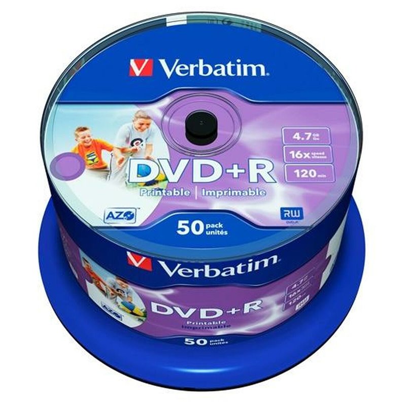 Verbatim DVD+R Wide Inkjet Printable No ID Brand 4,7 Go 50 pièce(s)