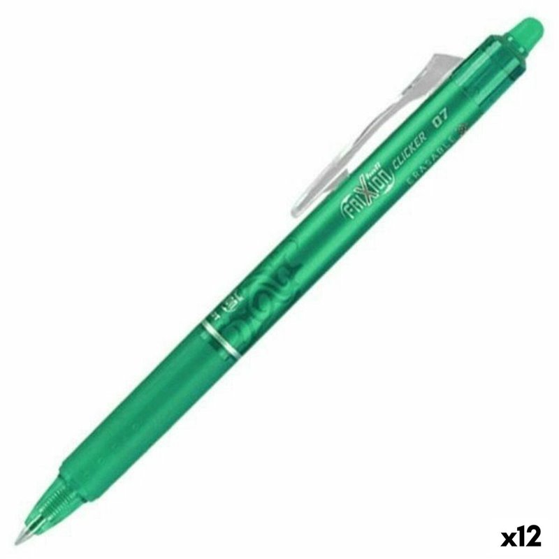 Crayon Pilot Frixion Clicker Encre effaçable Vert 0,4 mm (12 Unités)