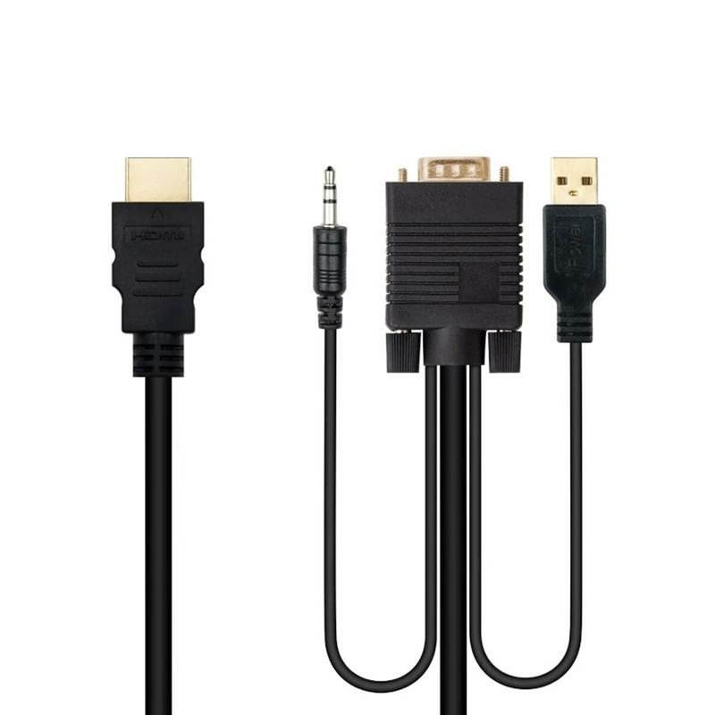 Image secondaire de Nanocable 10.15.4350 câble vidéo et adaptateur 1,8 m HDMI Type A (Standard) VGA (D-Sub) + 3.5mm + USB Type-A