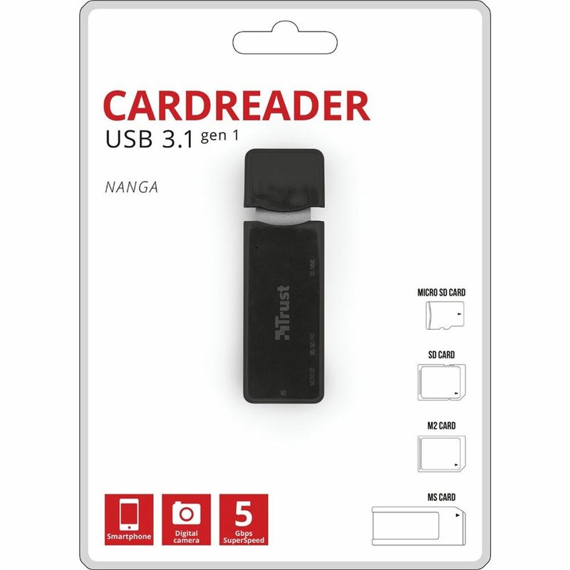 Trust NANGA lecteur de carte mémoire USB 3.2 Gen 1 (3.1 Gen 1) Type-A Noir