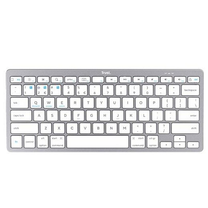 Trust 24654 clavier Bureau Bluetooth QWERTY Espagnole Argent, Blanc