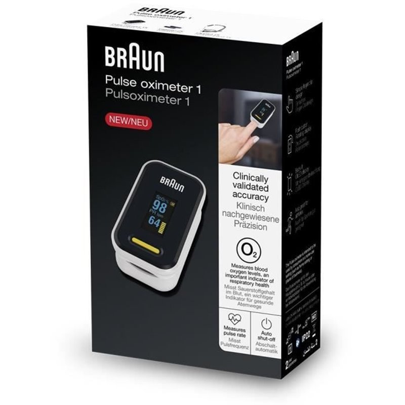 Braun YK-81CEU oxymètre de pouls Noir, Acier inoxydable