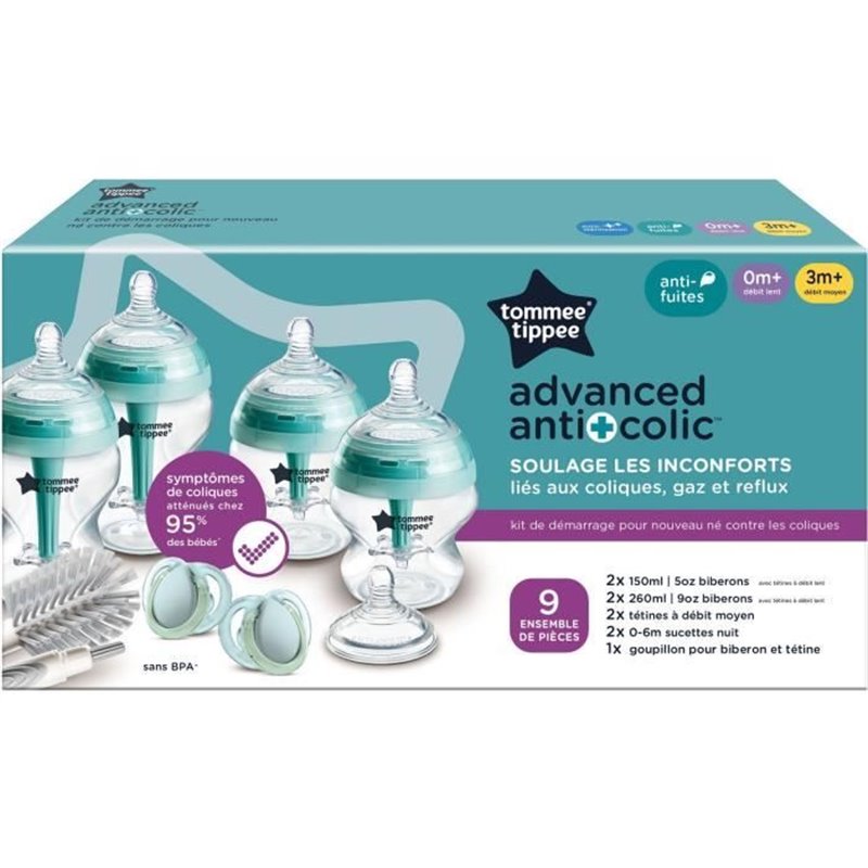 Image secondaire de Coffret biberons - TOMMEE TIPPEE - Anti-colique Avancé - 4x biberons 150 ml / 260 ml - 2x tétines - Anti-colique - Nouve