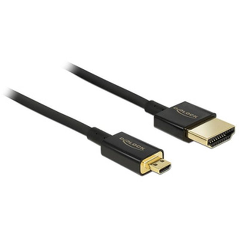 DeLOCK HDMI-A/HDMI Micro-D, 2 m câble HDMI HDMI Type A (Standard) HDMI Type D (Micro) Noir