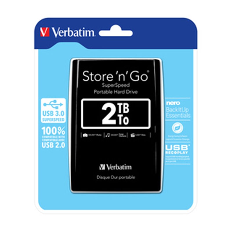 Verbatim Disque dur portable USB Store 'n' Go 3.0, 2 To, noir