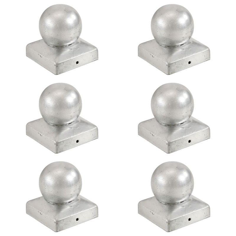 vidaXL Bouchons de poteau 6 pcs Globe final Métal galvanisé 71x71 mm