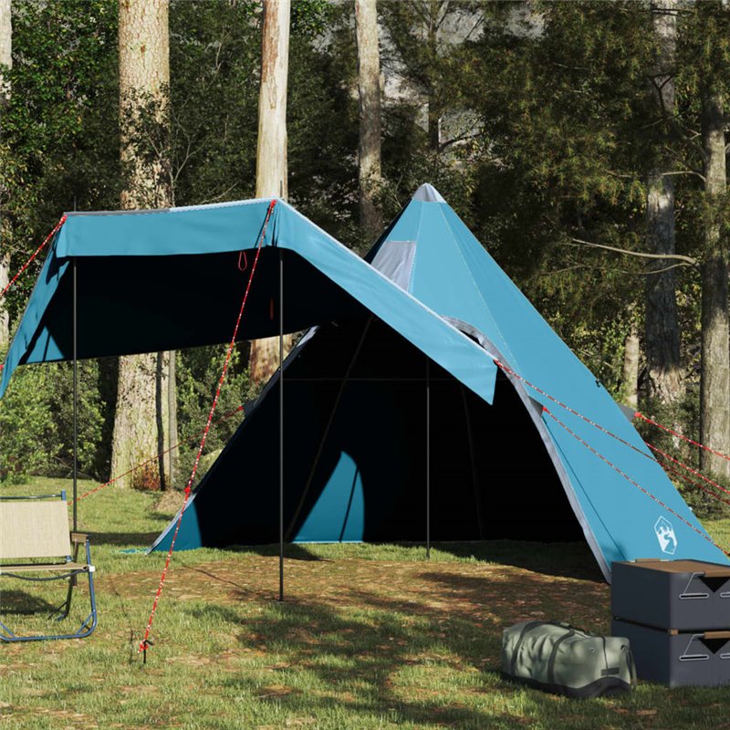 vidaXL Tente de camping tipi 5 personnes bleu imperméable