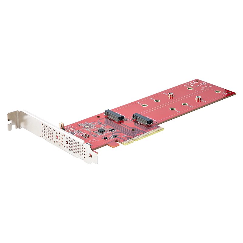 StarTech.com Adaptateur PCIe M.2 - PCIe x8/ x16 vers Double NVMe ou AHCI M.2 SSD - PCI Express 4.0, 7,8 Gbps par Disque,