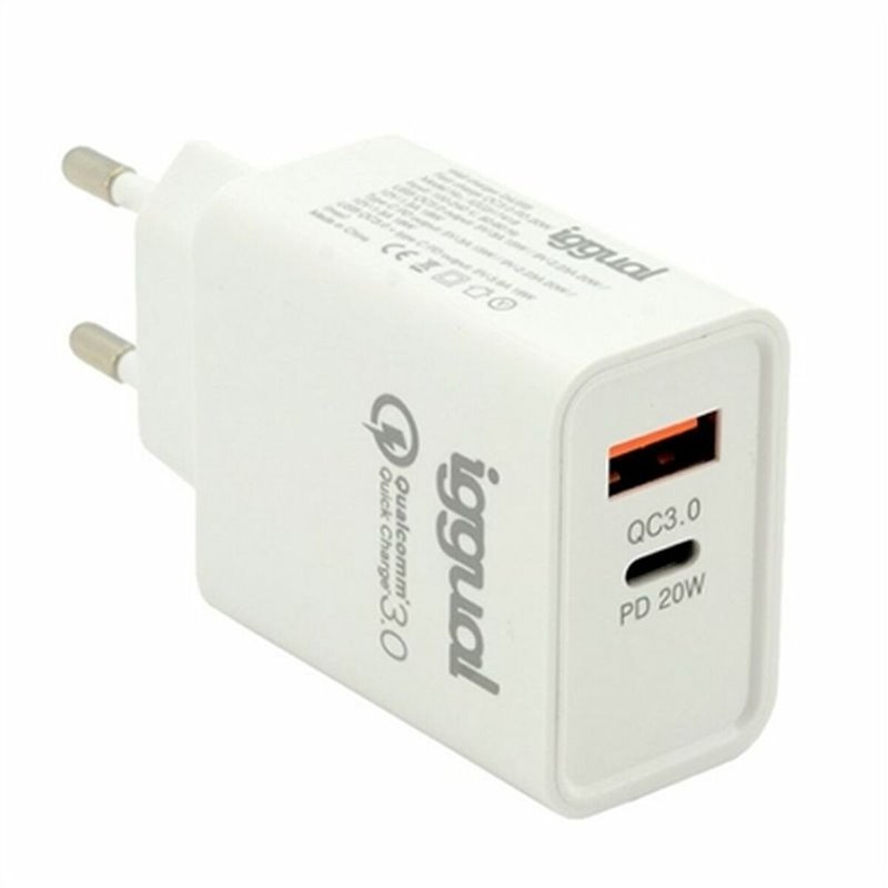 iggual IGG317419 chargeur d'appareils mobiles Universel Blanc USB Charge rapide Intérieure