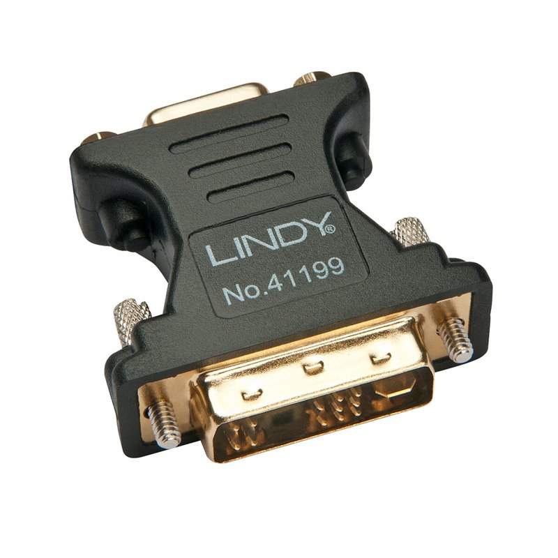 Lindy 41199 changeur de genre de câble VGA DVI-I Noir, Or
