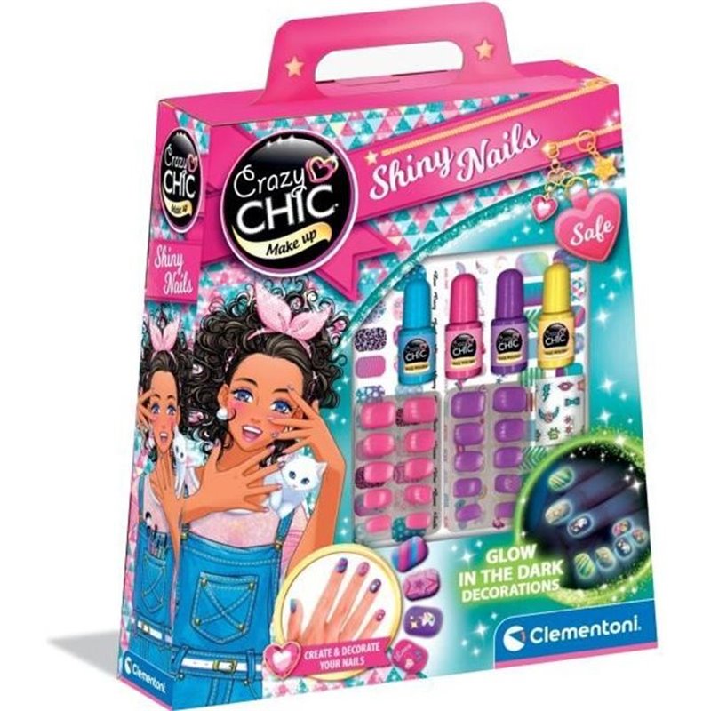 Clemetnoni - Kit manucure panthosphorescent pour enfant - Vernis, faux ongles et autocollants - Dés 7 ans