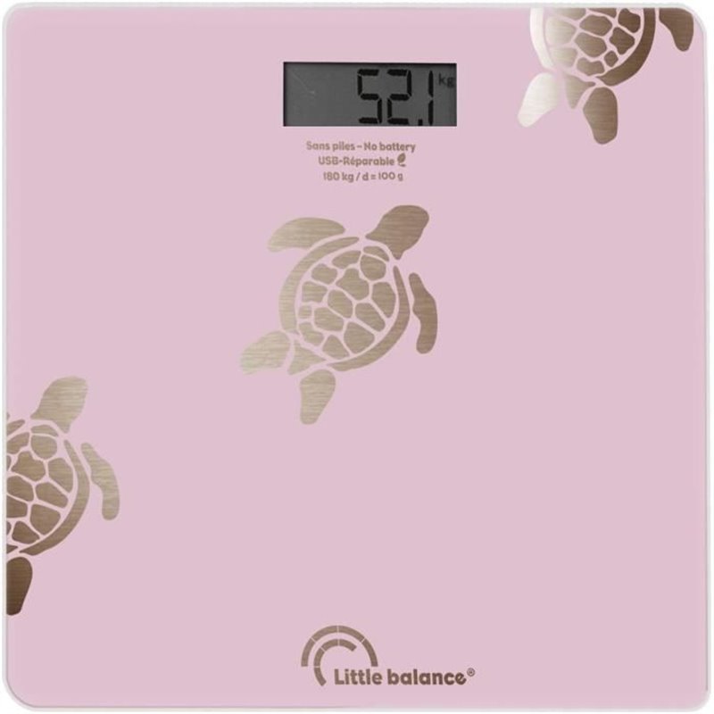 Pese-personne - LITTLE BALANCE - 8729 - Tortues gold métallisées - USB-réparable - 180 kg / 100 g - Rose