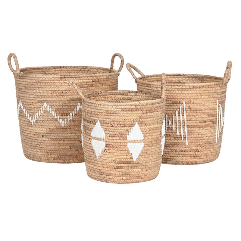 Image secondaire de Set de basket DKD Home Decor Blanc Naturel Corde Herbier marin Boho 46 x 46 x 48 cm