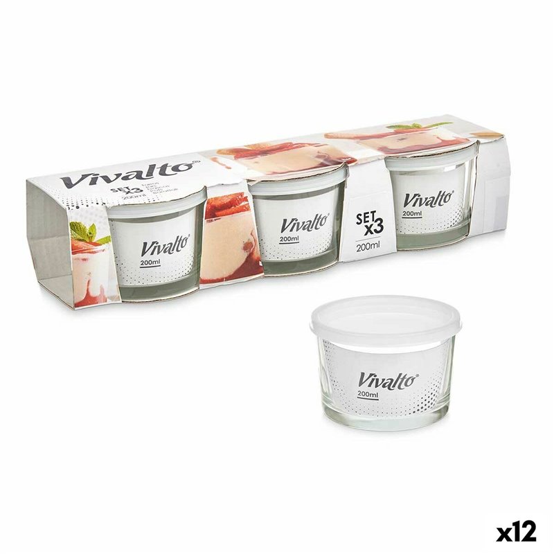 Ensemble de Boîtes à Lunch 200 ml Transparent verre polypropylène (12 Unités)