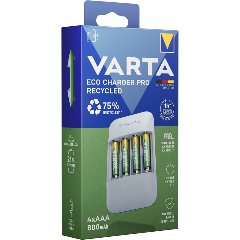 Image secondaire de Chargeur de batterie Varta Eco Charger Pro 56813 AAA 4 Batteries