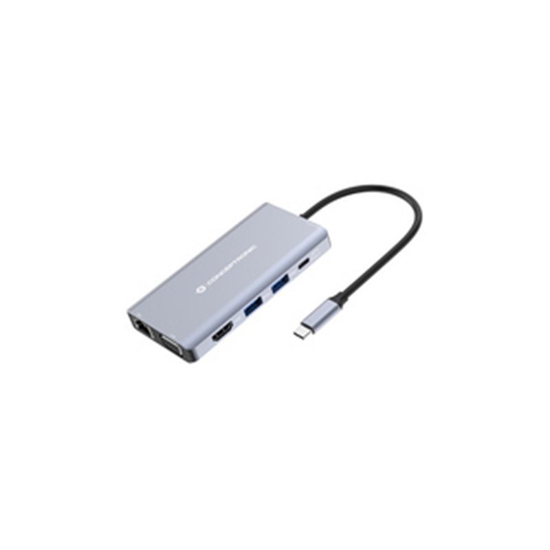 Conceptronic DONN20G station d'accueil Avec fil USB 3.2 Gen 1 (3.1 Gen 1) Type-C Gris