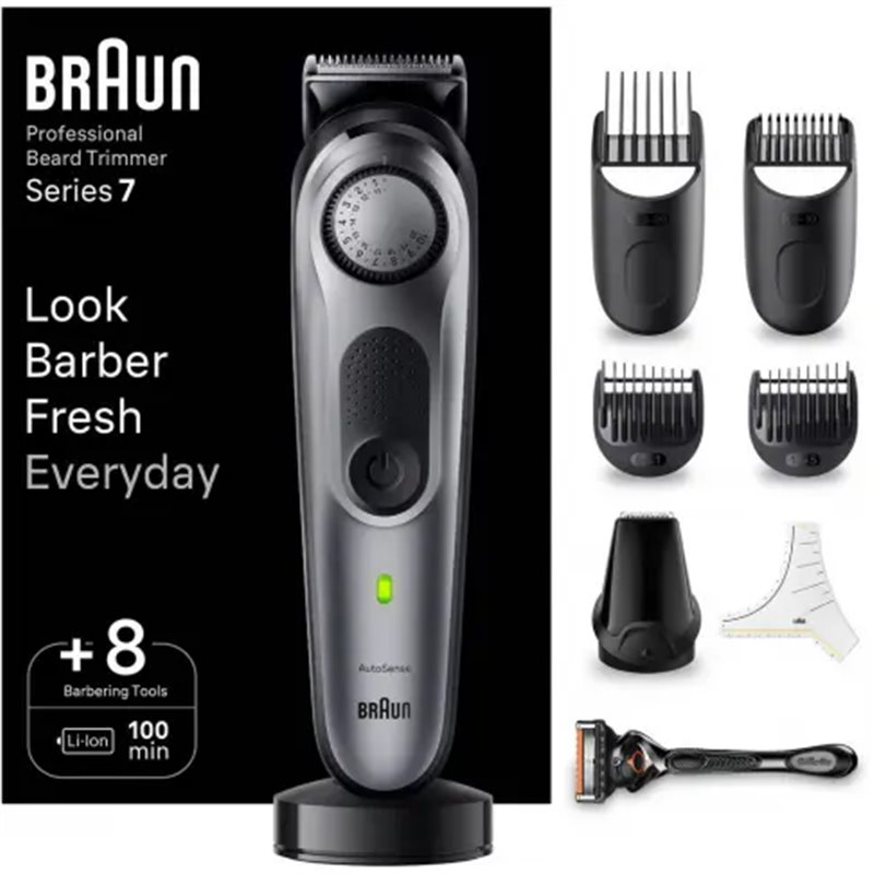 Braun BeardTrimmer 7 BT7420 Batterie 40 2 cm Noir, Gris