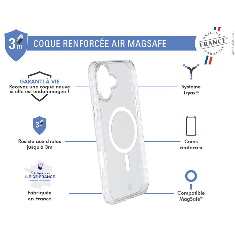 Image secondaire de Coque Renforcée iPhone 16 Plus AIR Compatible MagSafe Transparente - Origine France Garantie - Garantie à vie Force Case