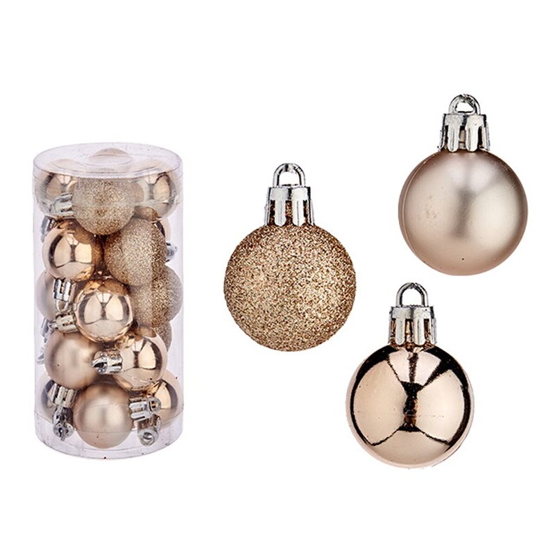 Image secondaire de Lot de boules de Noël Champagne Plastique 3 x 4 x 3 cm (12 Unités)