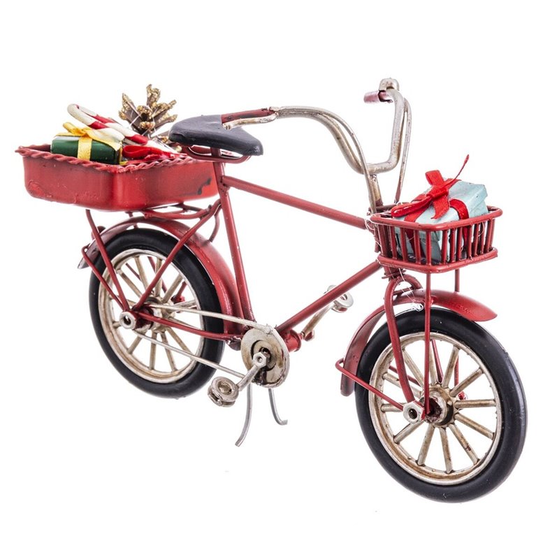 Décorations de Noël Rouge Multicouleur Métal Bicyclette 16 x 6,5 x 9,5 cm