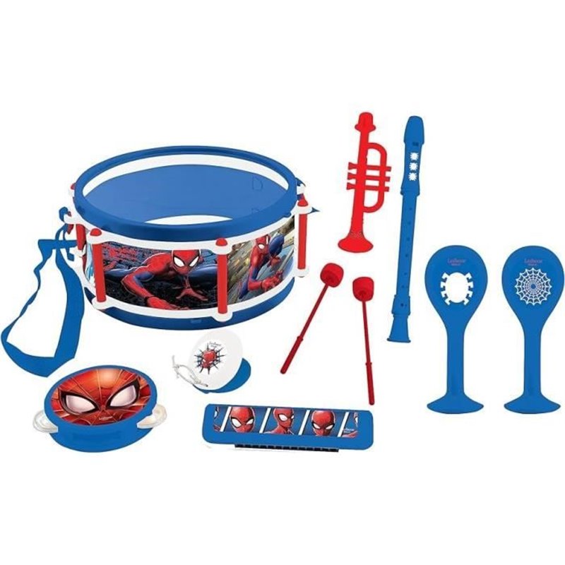 Lexibook - Set Musical Spider-Man - 7 instruments - Rangement dans le tambour