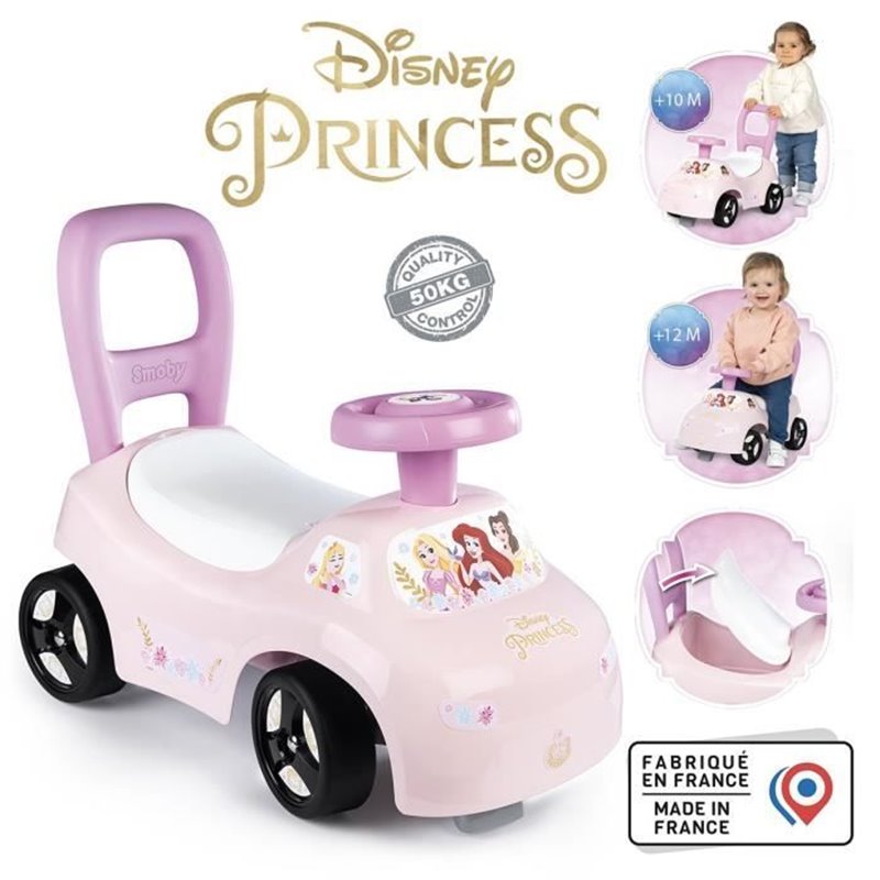 Image secondaire de Smoby - Porteur auto enfant 2 en 1 - Disney Princesse - Coffre sous la selle + klaxon - Des 10 mois - Fabrication frança