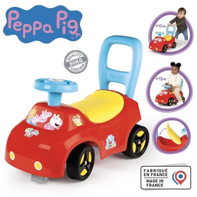 Image secondaire de Smoby - Porteur auto enfant 2 en 1 - Peppa Pig - Coffre sous la selle + klaxon - Des 10 mois - Fabrication française