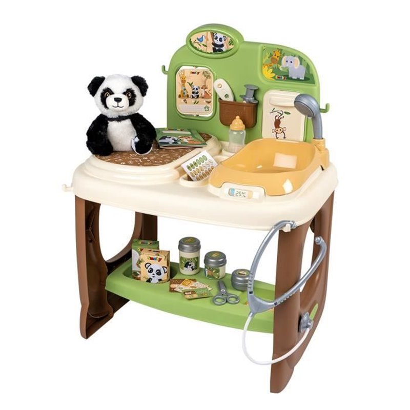 Smoby - Centre Vétérinaire Zoo - 1 peluche Panda - Nombreux accessoires et fonctions