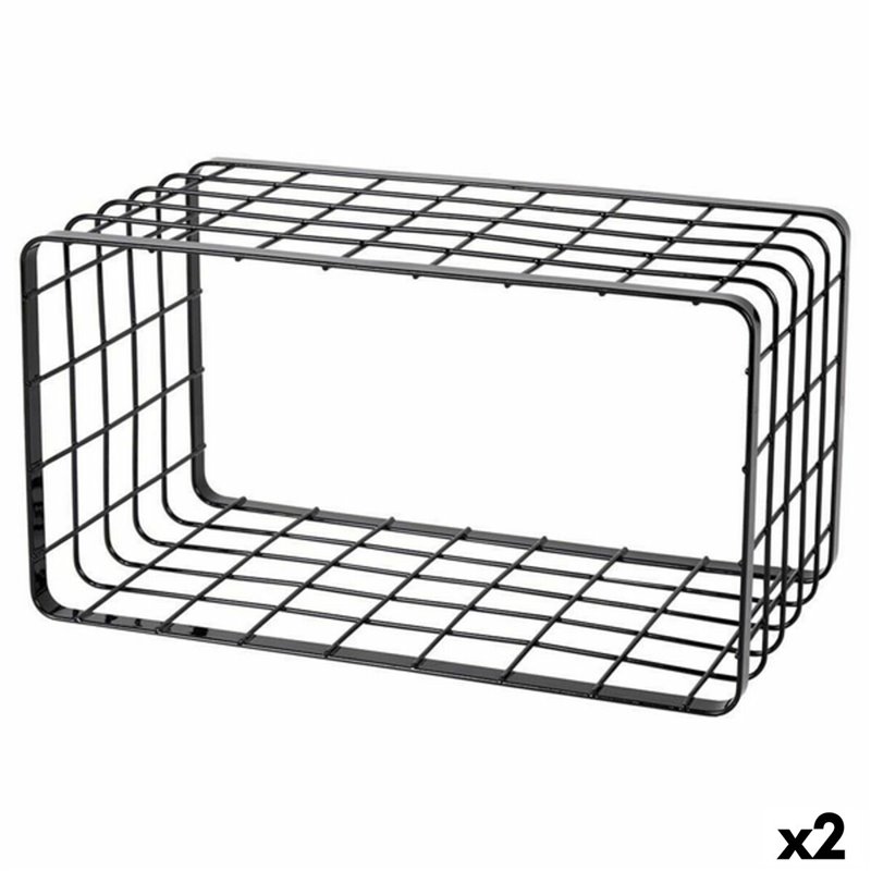 Support Inde Grille Noir 34 x 19 x 18 cm (2 Unités)