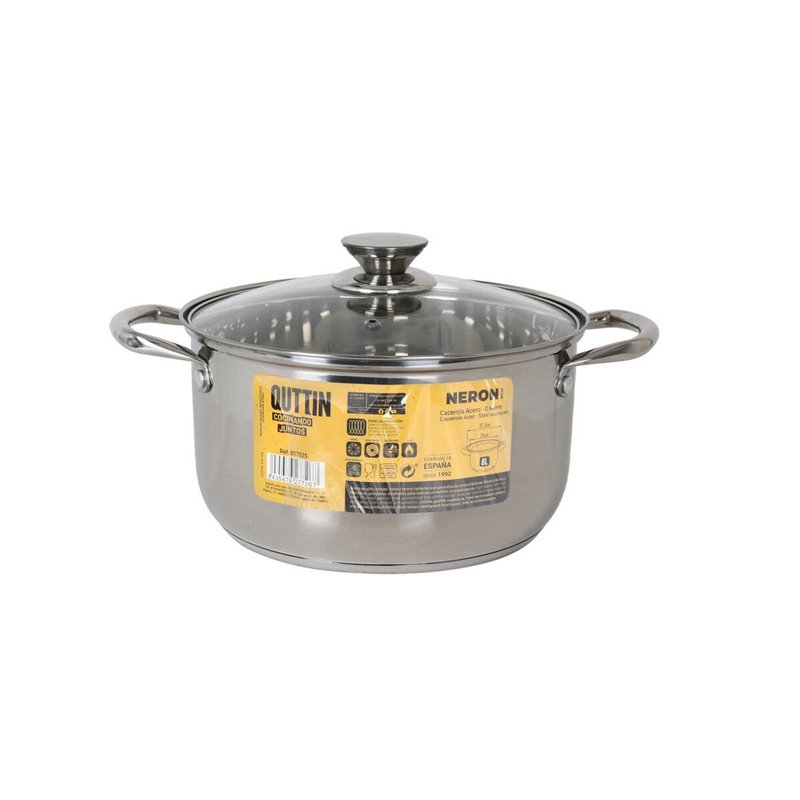 Image secondaire de Casserole avec couvercle en verre Quttin New neron Acier 8 L (4 Unités)