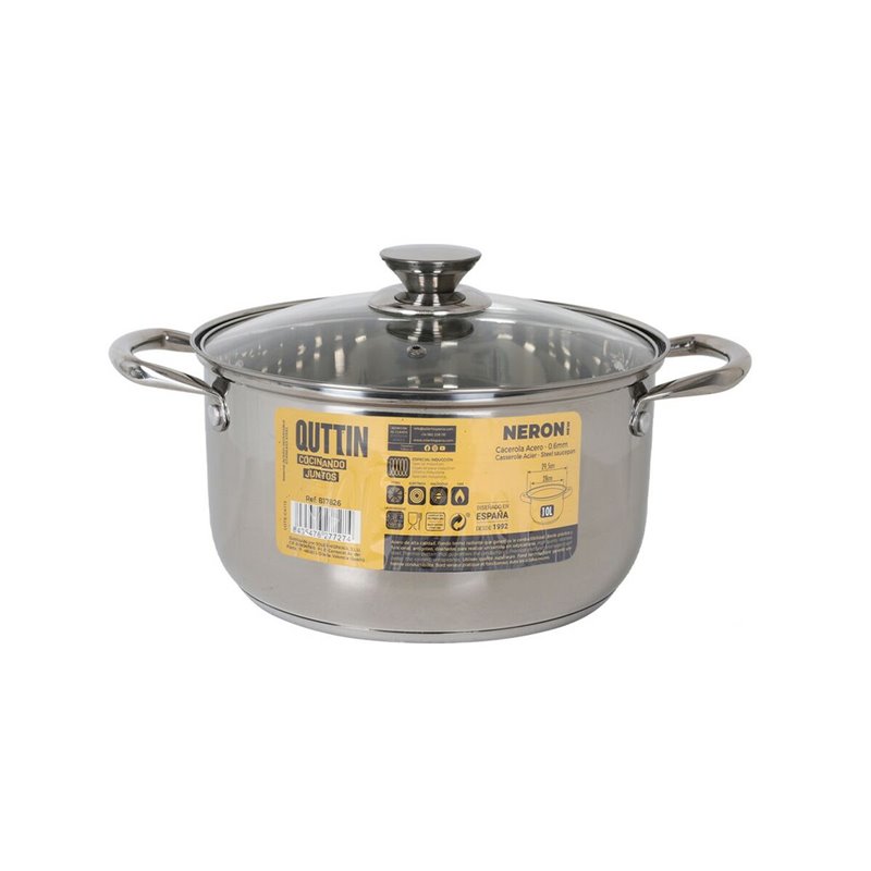 Image secondaire de Casserole avec couvercle en verre Quttin New neron Acier 10 L (4 Unités)