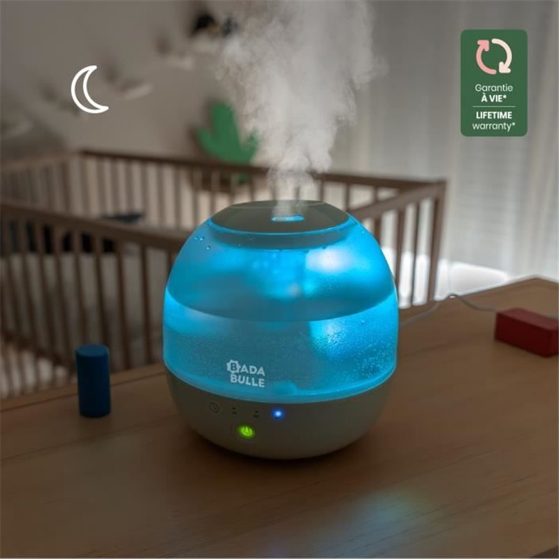 Image secondaire de Badabulle Humidificateur d'Air Bubble - Assure Bon Taux d'Humidité - Veilleuse Intégrée - Buse 360° - Jusqu'a 16h d'Auto