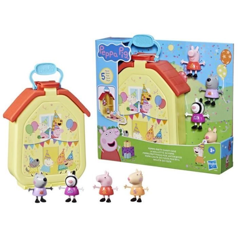 Peppa Pig, coffret La mallette de Peppa avec maison pliable, 4 figurines, jouets préscolaires, a partir de 3 ans