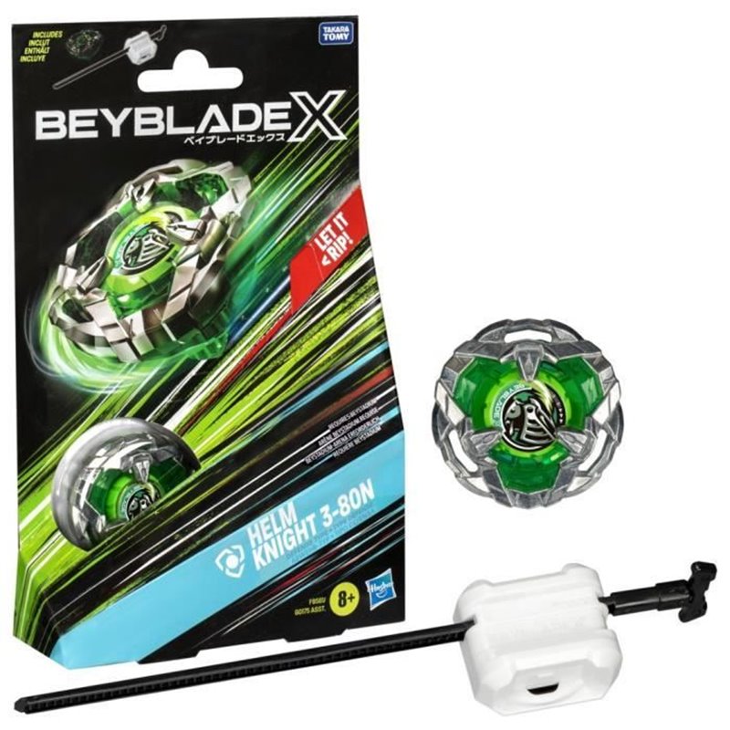 Beyblade X, Starter Pack Helm Knight 3-80N avec toupie de compétition à rotation droite de type défense et lanceur, à pa