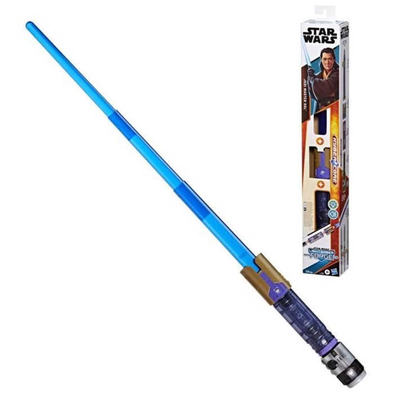 Sabre laser électronique Maître Jedi Sol, bleu personnalisable officiel sous licence Star Wars Lightsaber Forge Kyber Co