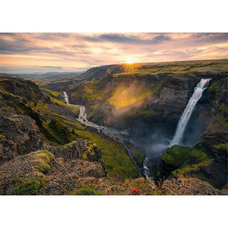 Ravensburger-Puzzle 1000p-La cascade Háifoss, Islande (Highlights)-Adultes&enfants-Des 14 ans-Puzzle de qualité supérieu