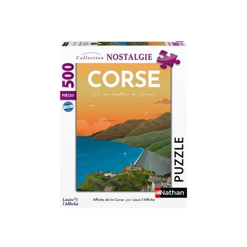 Image secondaire de Nathan-Puzzle 500 pieces-Affiche de la Corse/Louis l'Affiche-Adultes et enfants des 10 ans-Puzzle de qualité supérieure-