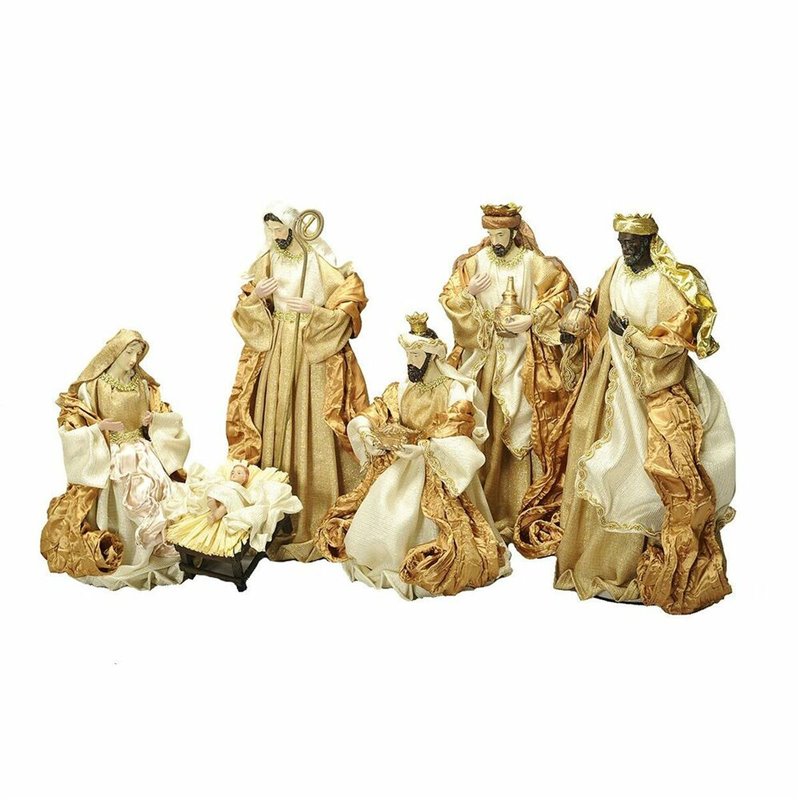 Image secondaire de Crèche de Noël DKD Home Decor Doré Couronne 30 x 5 x 30 cm 50 x 5 x 50 cm