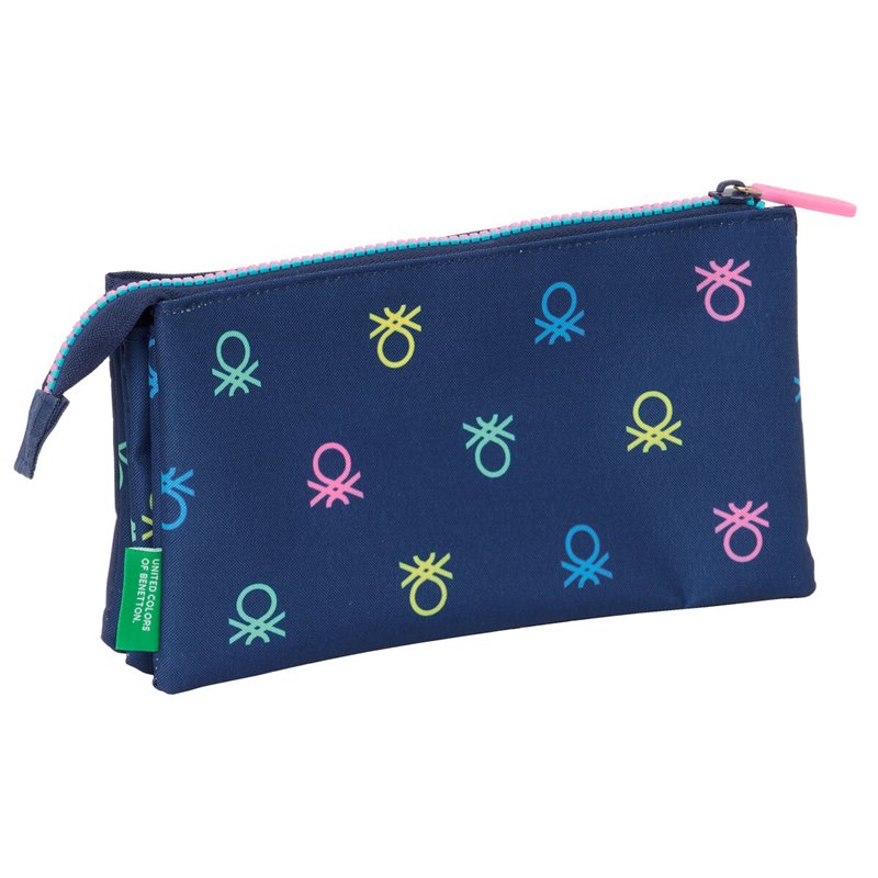 Image secondaire de Trousse Fourre-Tout Triple Benetton Cool Blue marine 22 x 12 x 3 cm