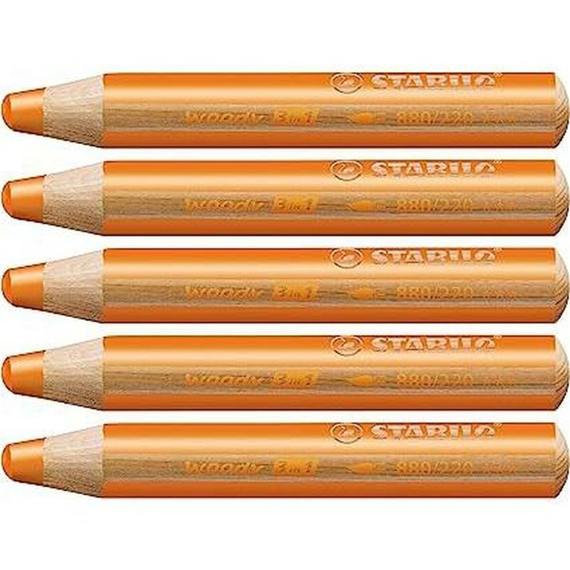 Crayons de couleur Stabilo Woody Orange 3-en-1 (5 Unités)