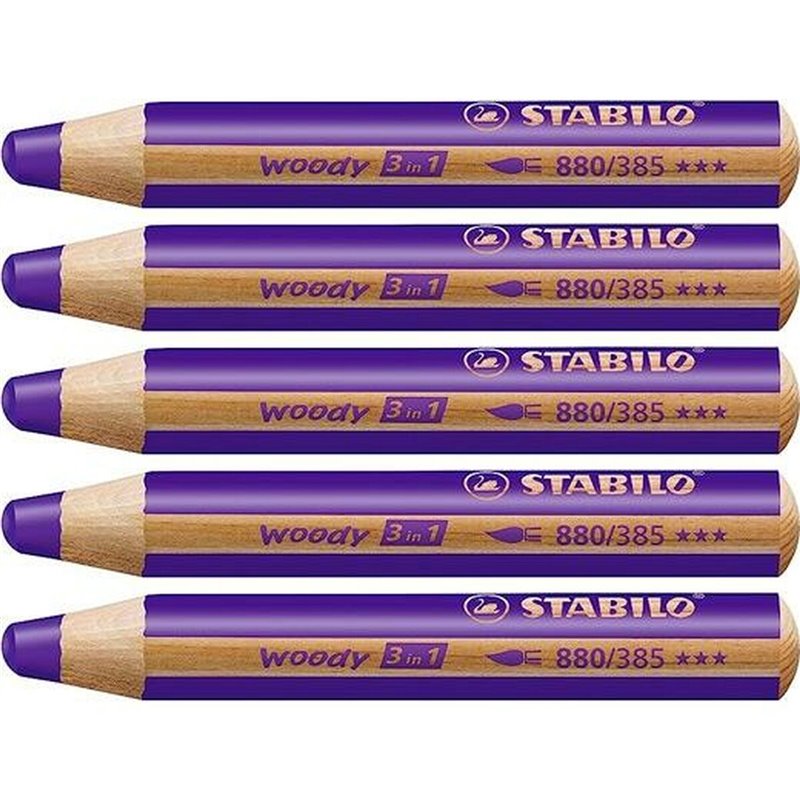 Crayons de couleur Stabilo Woody Violet 3-en-1 (5 Unités)