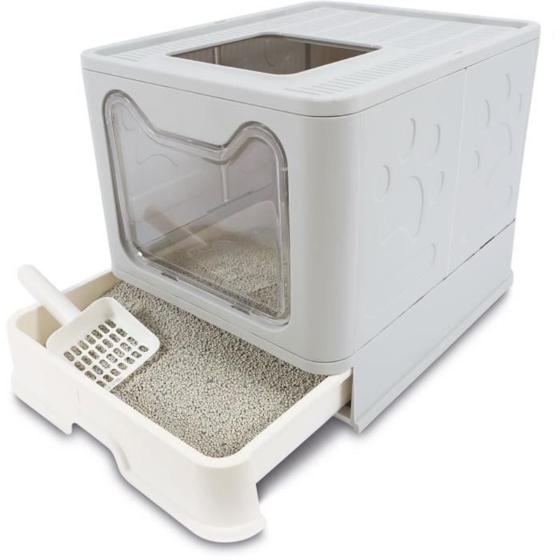 Image secondaire de Maison de toilette - M PETS - SILE TOP - Gris - 51 x 41 x 12.5 cm - Pratique, démontable, tiroir coulissant, pelle inclu