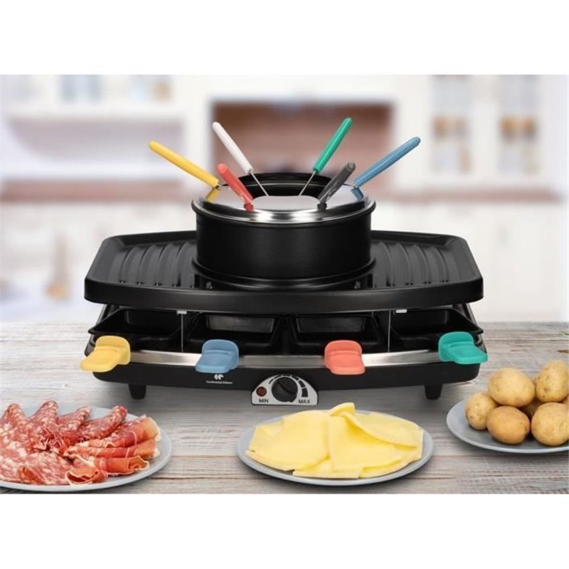 Image secondaire de CONTINENTAL EDISON CERFG86B Appareil a raclette et fondue 8 personnes - Noir