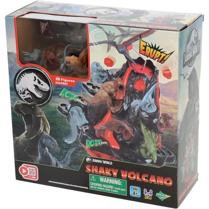 Jeu de Société - EPOCH GAMES - Jurassic World Shaky Volcano - Volcan en Éruption, Dinosaures a Sauver !